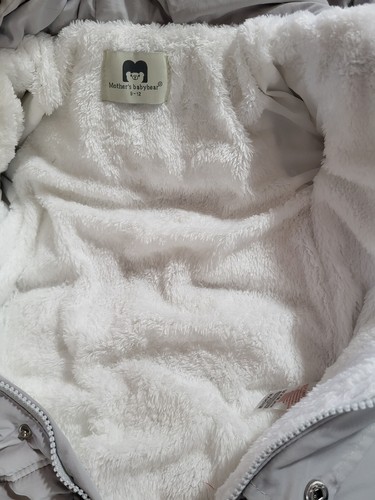 Mothers Baby Bear Snowsuit - 0-12 Mo - Grey - Fur Hood - Front Zipper And Snaps - Picture 10 of 10