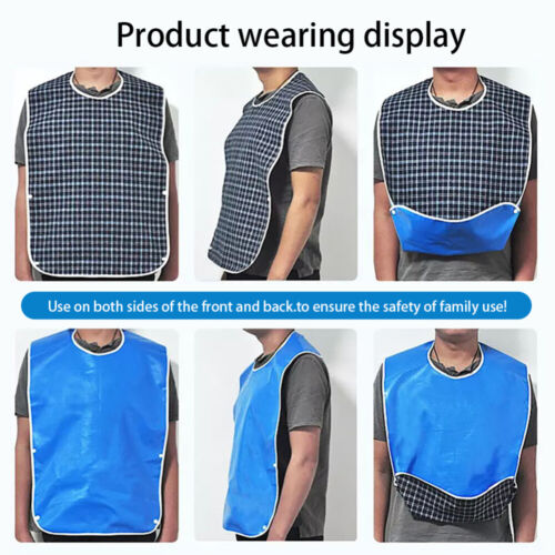 3PCS Large Adult Waterproof Mealtime Bib Protector Disability Aid Clothes Apron - Picture 6 of 21