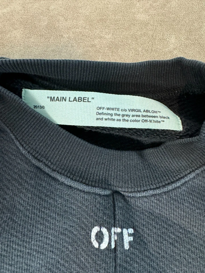 Off-белый женщин Diag рукав Helvetica ворота пуловер в полоску толстовка S - Изображение 4 из 4