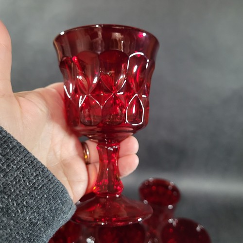 Vintage Noritake Perspective Ruby Red Glass Juice Wine Goblet 4.75" Set of 8 - Picture 7 of 14