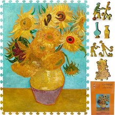 Wooden Jigsaw Puzzle for Adults by FoxSmartBox - 170 pieces - Sunflowers 3rd 