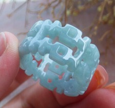 Video Certified Green Natural A JADE Jadeite  Xi  RING USA. 9.5    699785 AS