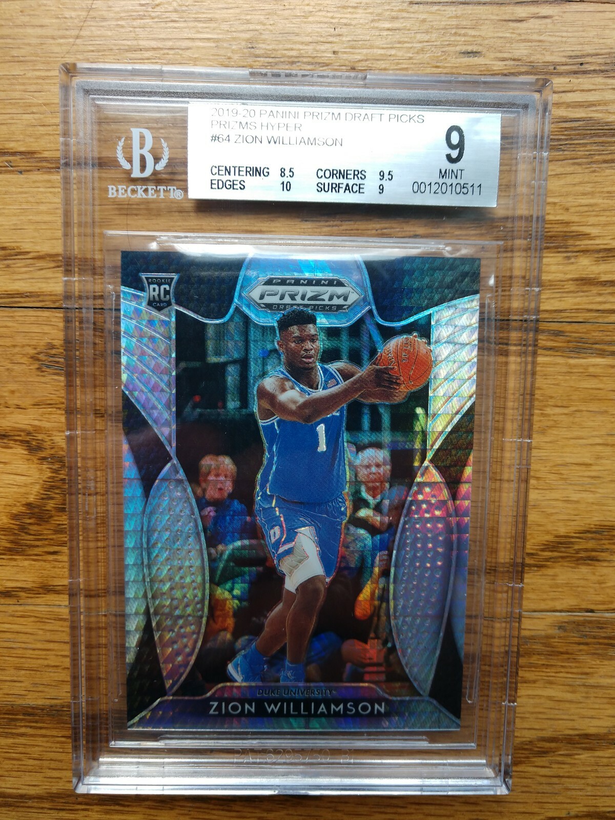 2019 Prizm Draft Picks Zion Williamson /75 HYPER PRIZM BGS 9 MINT w/ 9.5 & 10 RC