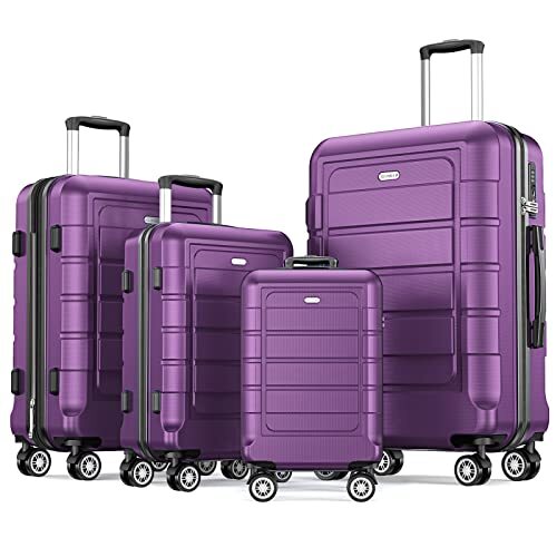 Luggage Sets Expandable PC+ABS Durable 16in20in24in28in Family set-Purple