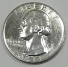 1944-D Washington Silver Quarter Nice BRILLIANT UNCIRCULATED ~ Semi P/L Obverse
