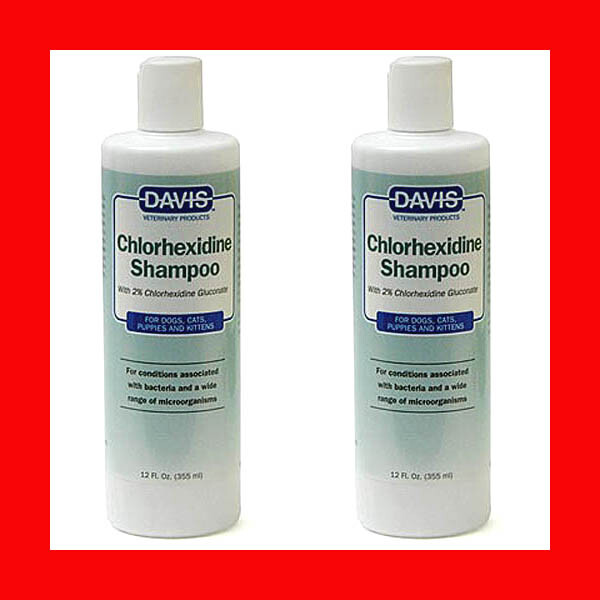 Lot of 2 Davis Chlorhexidine Medicated Shampoo 12 oz  Bacteria Fungi Yeast Hot 
