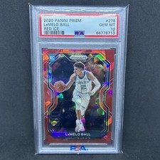 2020 Panini Prizm LAMELO BALL Red Cracked Ice Rookie RC #278 PSA 10 GEM MINT
