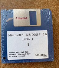 Microsoft MS-DOS 5.0 OEM Genuine 3.5" Floppy Disk Set (3 Floppy Disks) Sealed