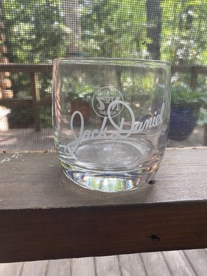 Jack Daniels Old No. 7 Low Ball Whiskey Glass, Etched
