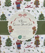Envogue Christmas Teddy Bear Queen Sheet Set Tik Tok Brushed For Softness
