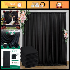 20ft x 10ft Black Wrinkle-Free Backdrop Curtain - 4 Panels for Events, Weddings,