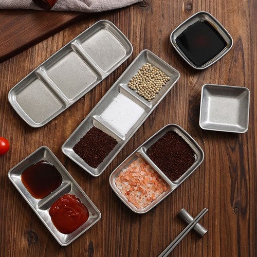 2Pcs Irregular Shape Dip Tray Industrial Style Condiment Dish Restaurant