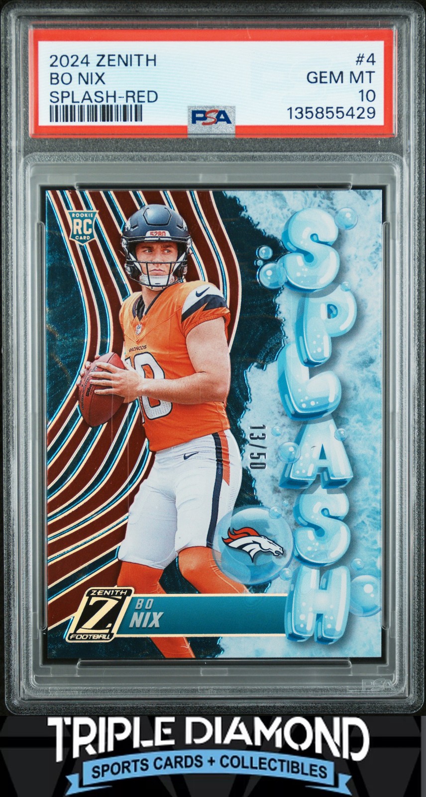 Bo Nix Panini Zenith Splash #4 Red