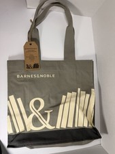 Barnes & Noble Tote Bag Canvas Pocket Organic Cotton toe Gray 13x14 BNWT