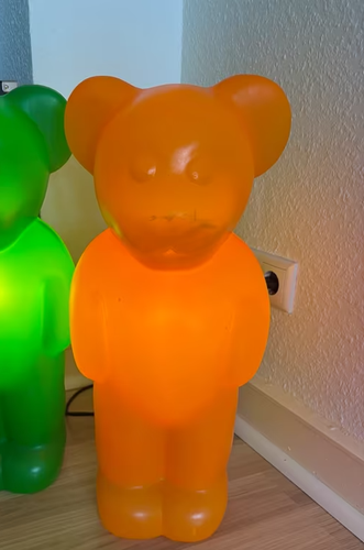 1990er LUMIBÄR 58cm Original Elmar Flötotto DESIGNLAMPE Bär stehend Orange Germa - Bild 4 von 4