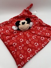 Disney Baby Mickey Mouse Red 14" Lovey Security Blanket Plush Pacifier Loop READ