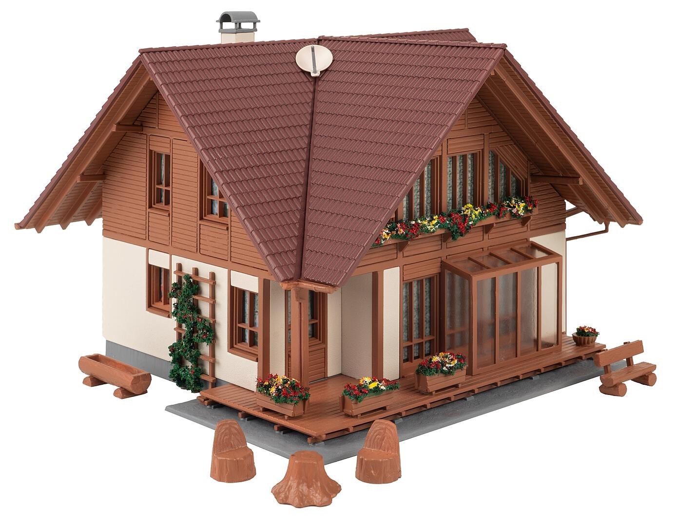 Maison Rustica Faller 130659 maquette à assembler HO avec textures de tuiles réalistes