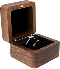 Wooden Engagement Ring Box for Proposal Wedding Pictures or Gift, Minimalist