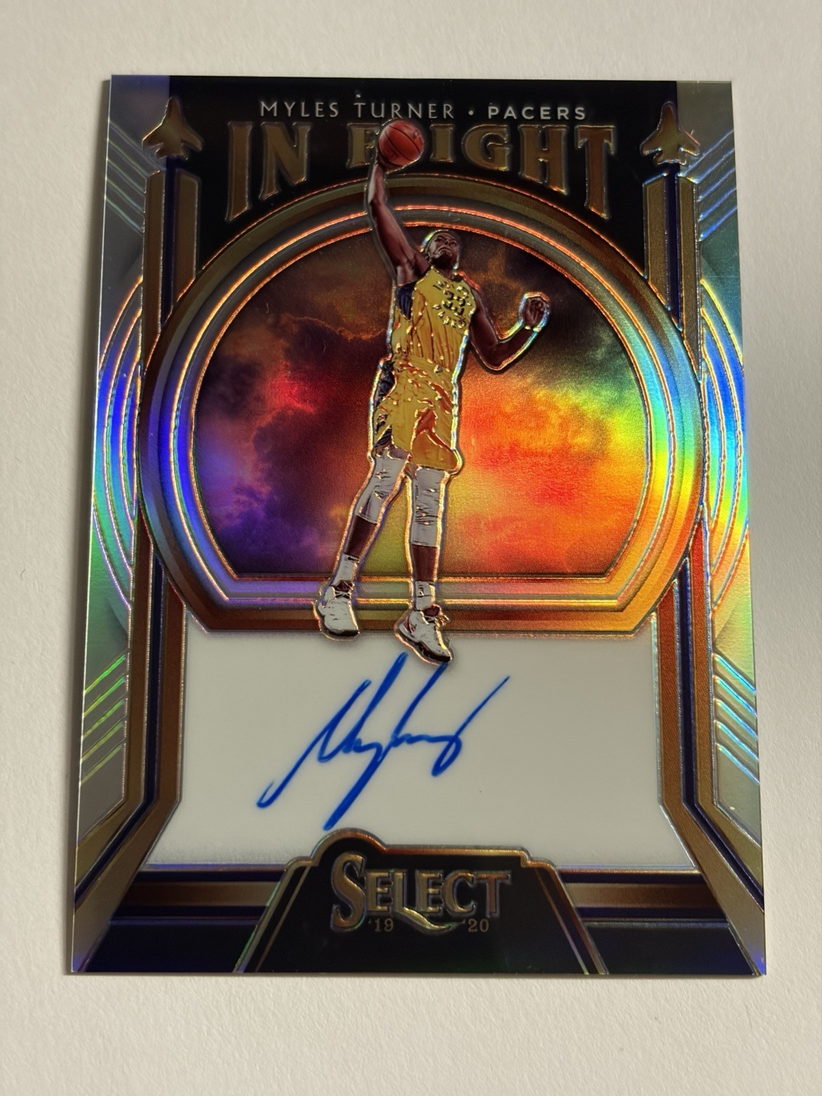 Myles Turner 2019/20 Select BB Silver In Flight On Card Auto /149 Pacers