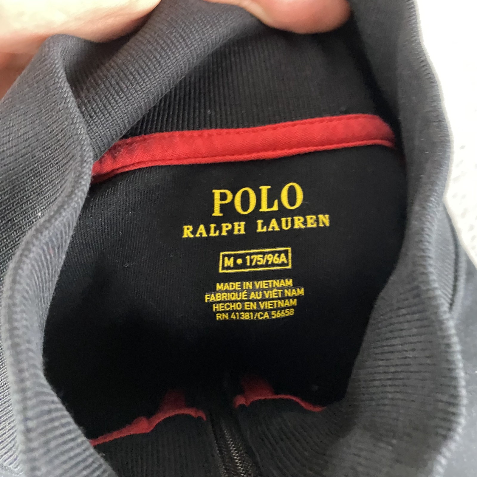 Polo Ralph Lauren giacca uomo media nera full zip pista felpa cotone vento pony