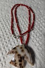 coral and sterling silver Carved shell thunderbird necklace — photo 4