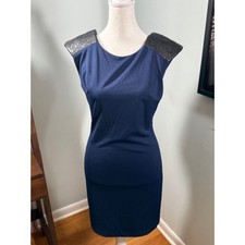Vintage Guess by Marciano Bodycon Dress Blue Leather Y2K 90s M Fits XS/S