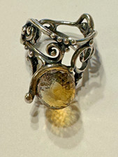 Trollbeads retired Citrine Facet silver ring, size 54
