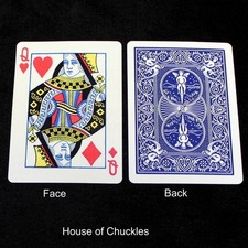 Queen of Hearts / Diamonds - Mis-Indexed, Bicycle Printed Gaff Card, Blue