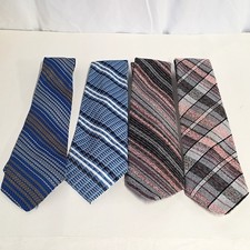 Vintage Mens Neck Ties Set Of 4 Blue Red Striped Woven Polyester Grandpacore