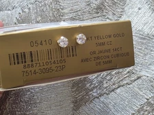 Studex System 75 Ear Piercing Stud Earrings Yellow Gold, 14K, 5mm CZ