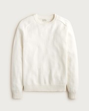 J Crew Heritage Cotton Crewneck Sweater Ivory White Men's M Medium
