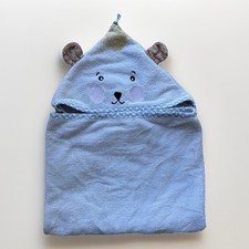 Kids Baby Hooded Towel Blue Bear Bath Beach Soft Cute Hooded Wrap