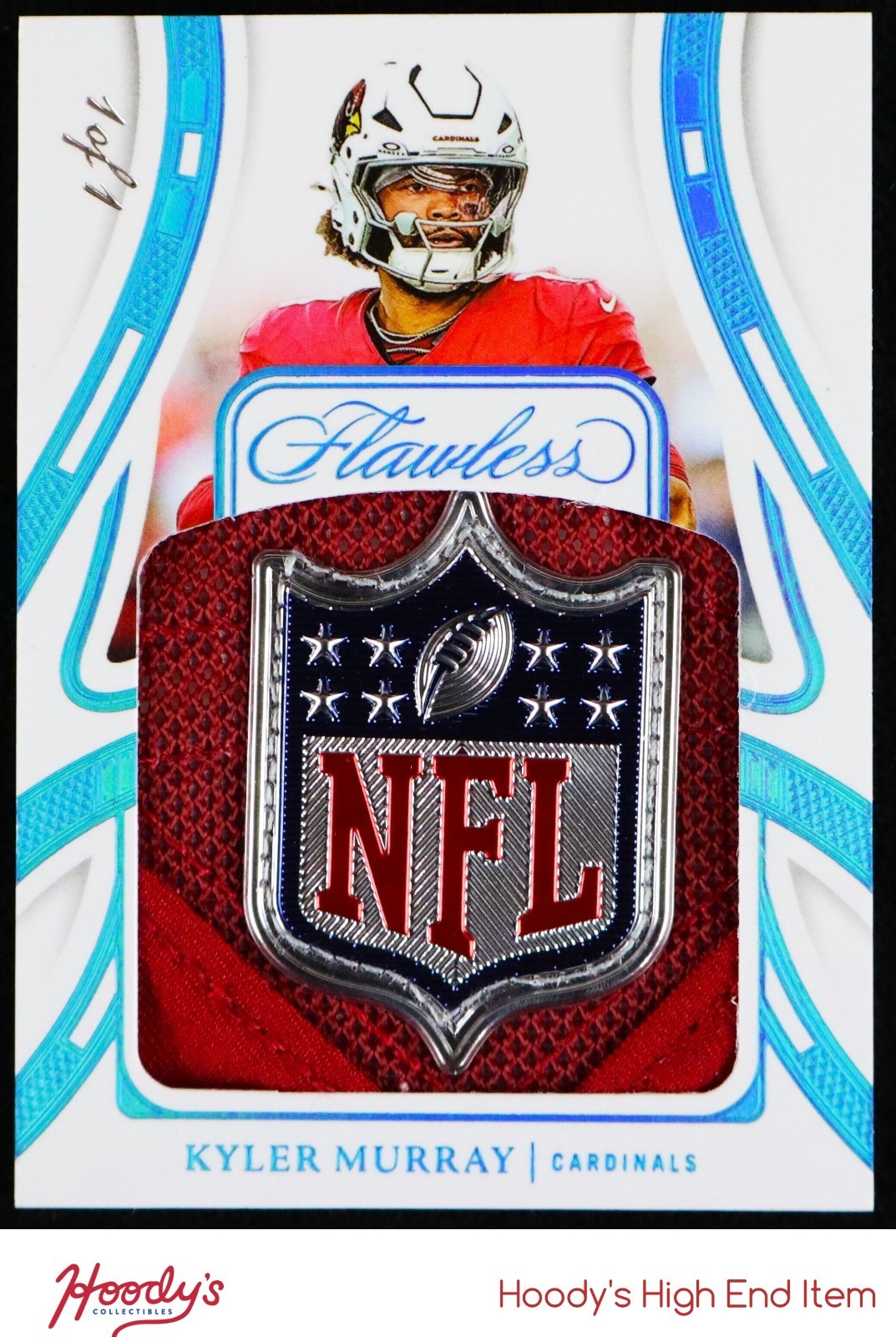 2024 Panini Flawless Platinum Kyler Murray NFL SHIELD LOGO PATCH 1/1 CARDINALS view 1