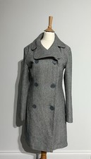Tweed Style Women’s Knee Length Coat Pale Blue And Grey Size Uk 10