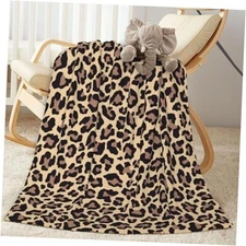 Leopard Print Bed Blanket Ultra Soft Cheetah Throw S(40"x50") Leopard #01