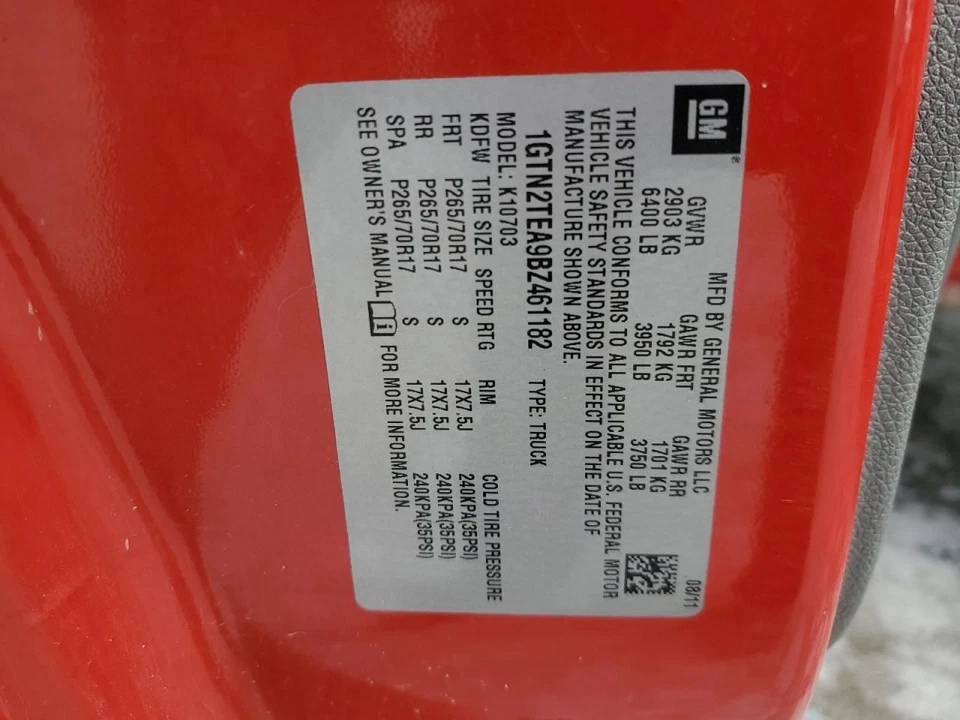 GMC Sierra 1500 2011 parasol gris para pasajeros usado OEM 268-02181R Foto 2 de 4