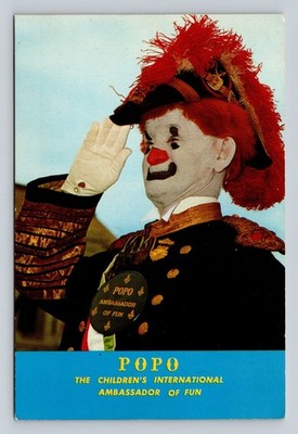 Popo The Clown UNICEF Ambassador Postcard Mike Roberts Oakland CA 1969