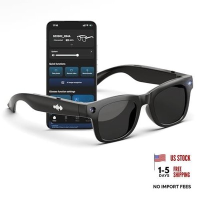 AI Smart Glasses with HD Camera, BT Call, 8MP Anti-Shake Camera Glasses with