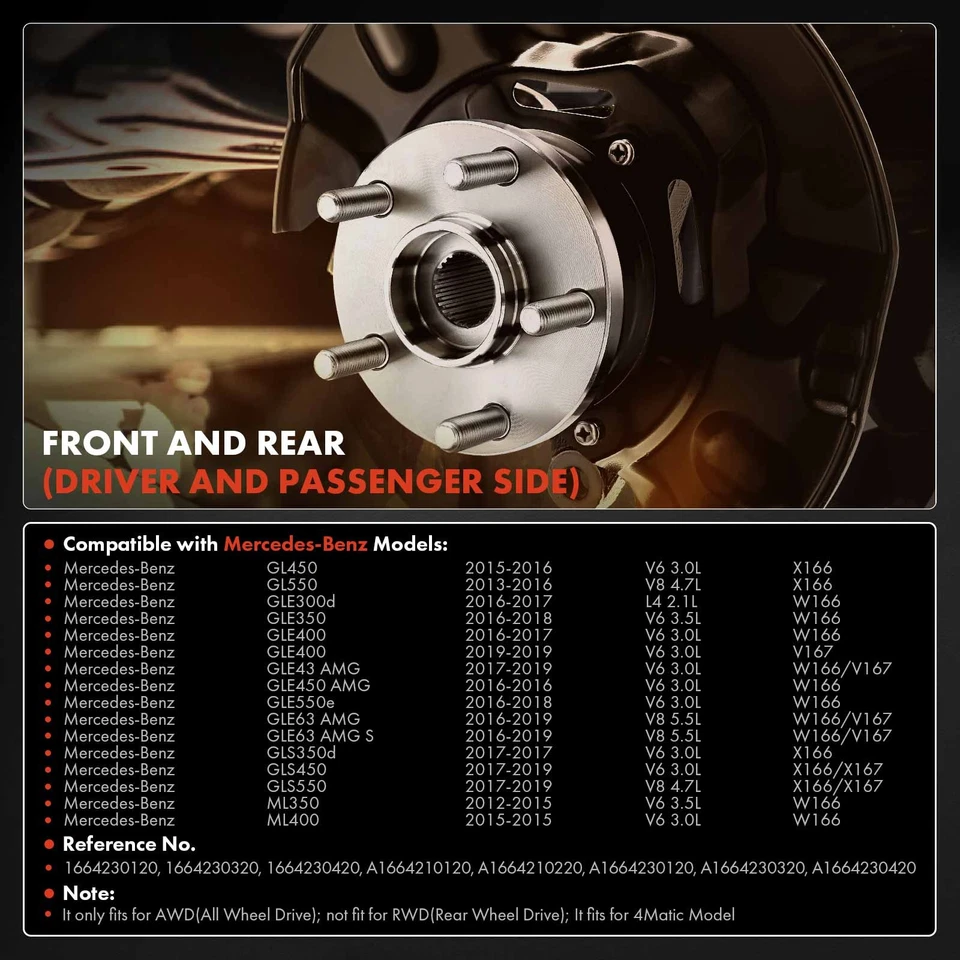 4x Protector antipolvo de freno delantero y trasero para Mercedes-Benz GLE300d GLE400 GLE550e Foto 2 de 4