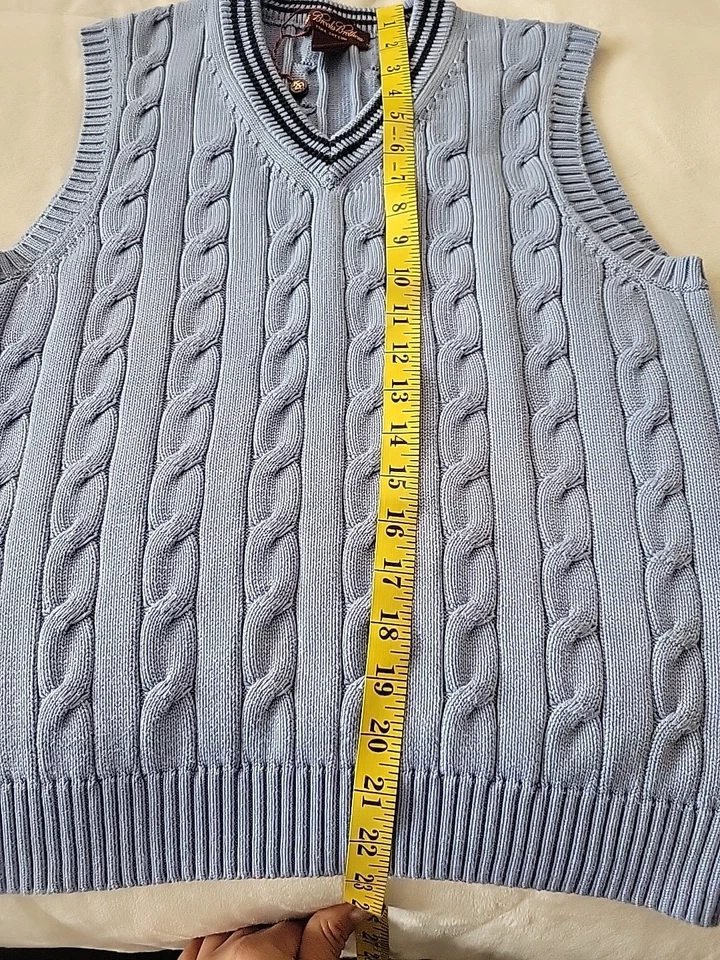 Colete Brooks Brothers 100% algodão feito em Hong Kong gola V masculino azul G - Imagem 4 de 4