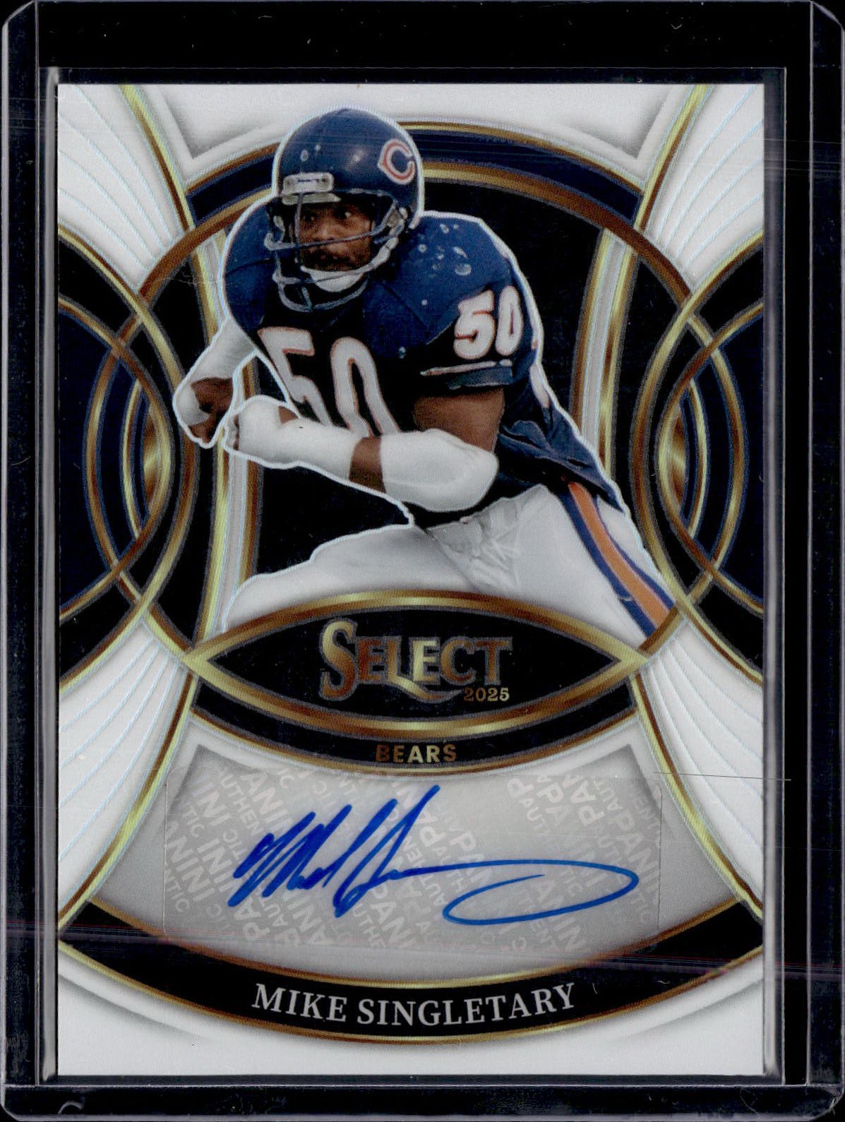 2025 Panini Select Mike Singletary Auto /35 White Chicago Bears SP-MSY