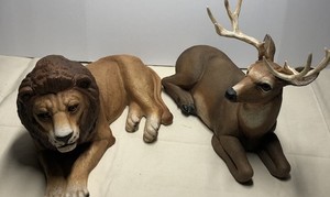 Homoc Animal Statues Whitetail Buck ,Lion and Terrier 