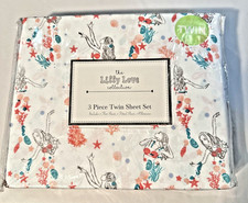 NEW Mermaid Sheet Set Twin Sheets 3 Pieces Flat Sheet Fitted Sheet Pillowcase