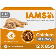 Kitten Wet Cat Food Chicken In Gravy Pouches 12 X 85G Complete Nutrition 7.23 per kilo