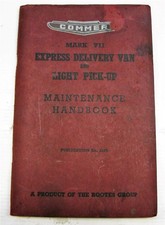 COMMER Express Delivery Van Light Pick Up Commercial Owners Handbook 1954 #512B
