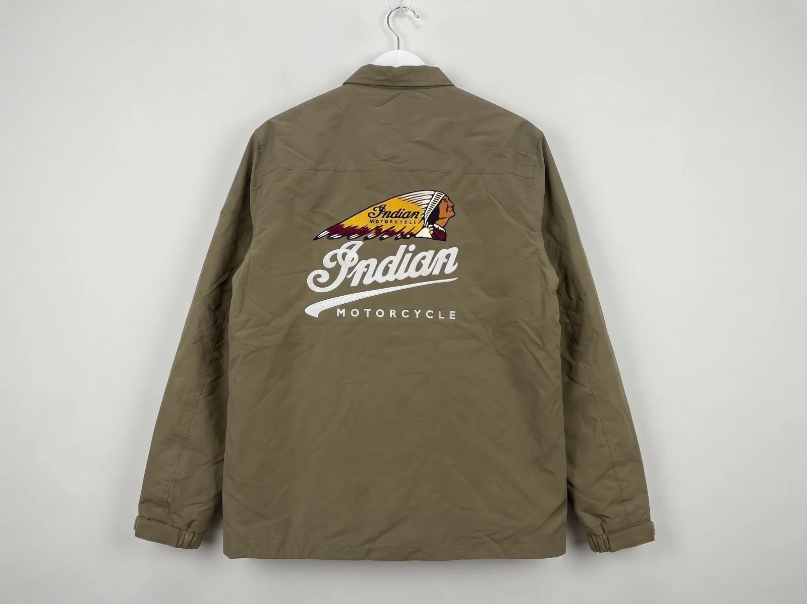 Indian Motorcycle Riders Group Jacket Outdoor Waterproof Size XL Beige Vintage - product detail image 1