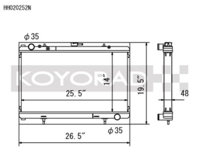 Koyo HH020252N N-FLO Racing Radiator for 89-94 180SX/ S13 Silvia SR20DET