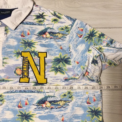 NAUTICA MENS Polo SHIRT SIZE 3XL SHORT SLEEVE Aloha HAWAIIAN TROPICAL PRINT - Picture 4 of 7