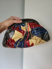 Vintage snakeskin multicolor clutch 1980's purse