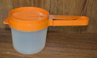 Vintage Orange TUPPERWARE Flour Sifter 1689-11 w/ Bowl 1493-10